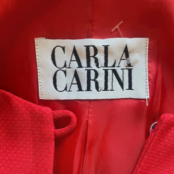 Vintage90s Carla Carini  statement red fitted blazer gold buttons classy  UK8 - Picture 11 of 11